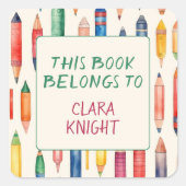 Dieses Buch gehört dazu, dass ich zu Buchzeichen i Quadratischer Aufkleber (Vorderseite)