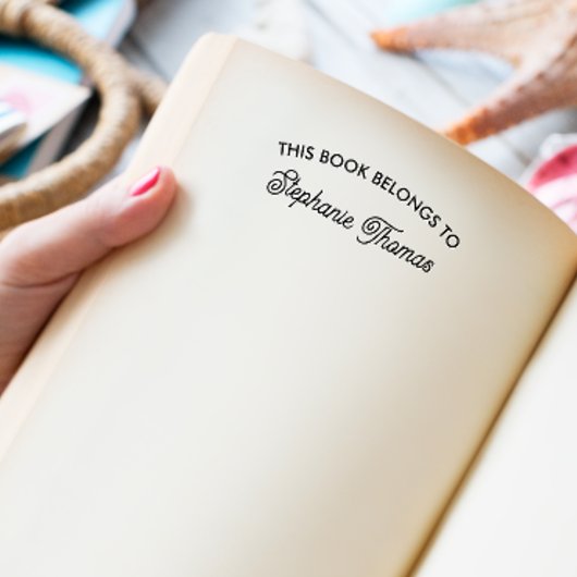 Dieses Buch gehört dazu, IHREN NAMEN KURSIVE SCHRI Permastempel