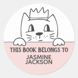 Dieses Buch gehört der niedlichen Katze w/ Kronen, Runder Aufkleber