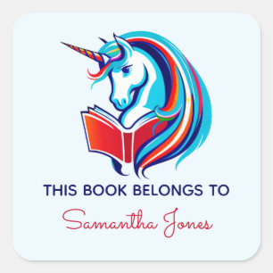Dieses Buch gehört - Etikett buchen Quadratischer Aufkleber