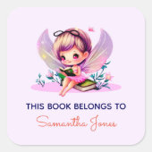 Dieses Buch gehört - Fairy Book Label Quadratischer Aufkleber (Vorderseite)