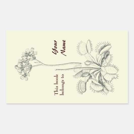 Dieses Buch gehört floral Rechteckiger Aufkleber (Vorderseite)