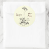 Dieses Buch gehört floral Runder Aufkleber (Tasche)