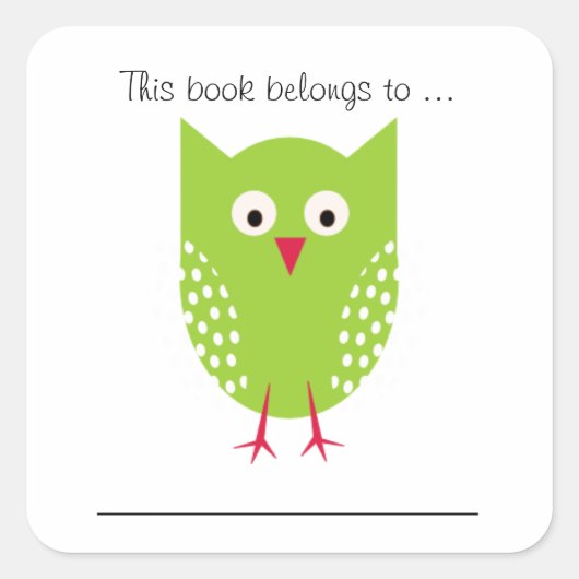 Dieses Buch gehört ... (Grüne Schüssel) Quadratischer Aufkleber (Vorderseite)
