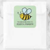 Dieses Buch gehört Honigbienen-Buchzeichen-Aufkleb Quadratischer Aufkleber (Tasche)