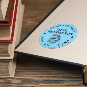 Dieses Buch gehört personalisiert Blau Runder Aufkleber