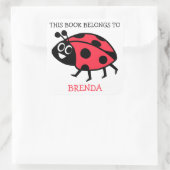 Dieses Buch gehört Personalisierten Ladybug Quadratischer Aufkleber (Tasche)