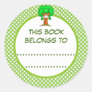 Dieses Buch gehört Polka Dots und Baum Runder Aufkleber