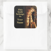 Dieses Buch gehört Quadratischer Aufkleber (Tasche)