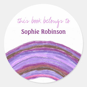 "Dieses Buch gehört" Regenbogen-Buchetikett-Aufkle Runder Aufkleber