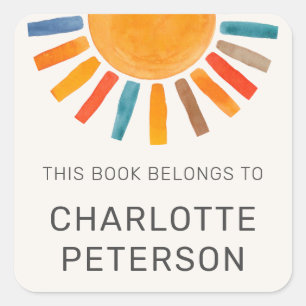 Dieses Buch gehört Sun Personalisiert Quadratischer Aufkleber