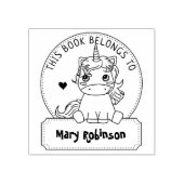 Dieses Buch gehört zu einem Niedlichen Einhorn, Ki Gummistempel (Prägung)