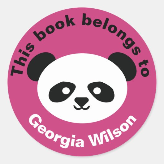 Dieses Buch gehört zu Girls Panda Bear Kawaii Pink Runder Aufkleber (Vorderseite)