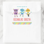 Dieses Buch gehört zu Labels, Roboter-Buchzeichen Quadratischer Aufkleber (Tasche)