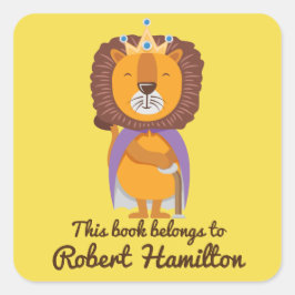 DIESES BUCH GEHÖRT ZU LION KING with CROWN Quadratischer Aufkleber