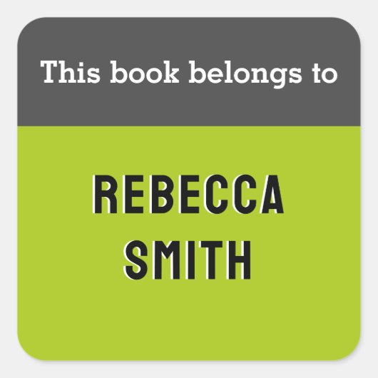 Dieses Buch gehört zu modernen, hellgrünen Gewohnh Quadratischer Aufkleber (Vorderseite)