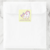 DIESES BUCH GEHÖRT ZU NIEDLICH UNICORN Yellow PINK Quadratischer Aufkleber (Tasche)
