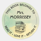 Dieses Buch gehört zu Personalisiert gelb Runder Aufkleber (Vorderseite)