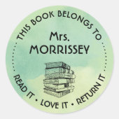 Dieses Buch gehört zu Personalisiertem Aquarell-Gr Runder Aufkleber (Vorderseite)