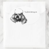 Dieses Buch gehört zu Poodle Ovaler Aufkleber (Tasche)