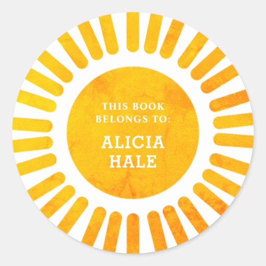 Dieses Buch gehört zu Watercolor Sunshine Runder Aufkleber (Vorderseite)