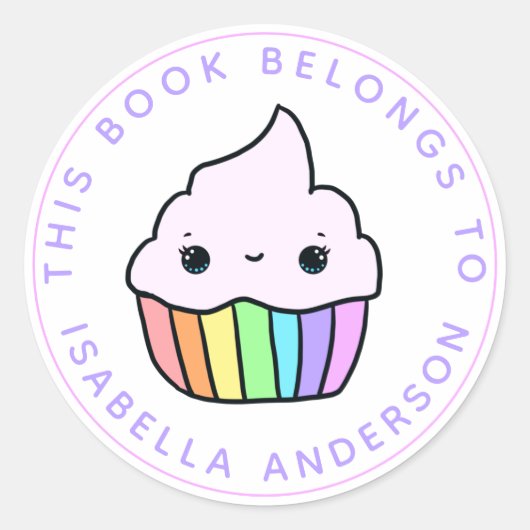 Dieses Buch gehört zum Cupcake-Buchzeichen Runder Aufkleber (Vorderseite)