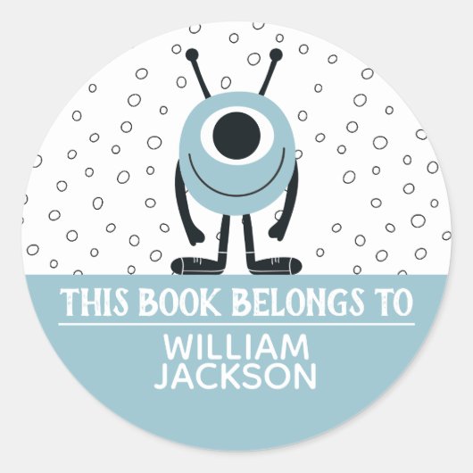 Dieses Buch gehört zum niedlichen pastellblauen Sp Runder Aufkleber (Vorderseite)