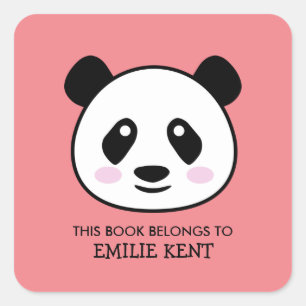Dieses Buch gehört zum Panda-Bärenaufkleber Quadratischer Aufkleber