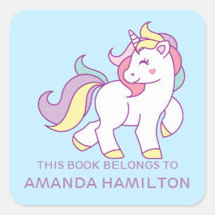 DIESES BUCH GEHÖRT ZUM PINKEN NIEDLICHER UNICORN B QUADRATISCHER AUFKLEBER