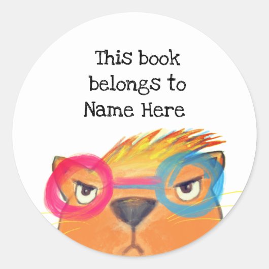 Dieses Buch gehört zum wütenden Super Cat Book Lab Runder Aufkleber (Vorderseite)