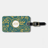 Dieses elegante Gold und smaragdfarbene Viktoriani Gepäckanhänger (Vorderseite horizontal)