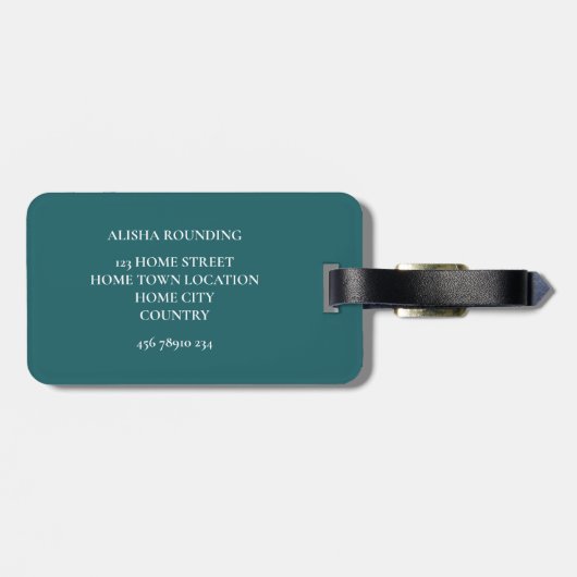 Dieses elegante Gold und smaragdfarbene Viktoriani Gepäckanhänger (Rückseite horizontal)