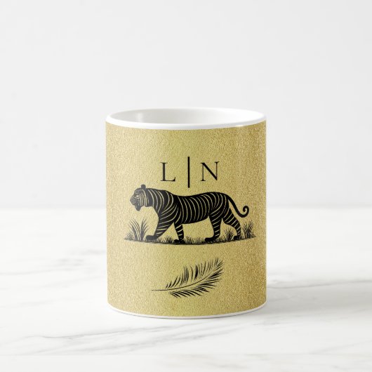 Dieses elegante Muster Gold Black Monogram Kaffeetasse (Mittel)