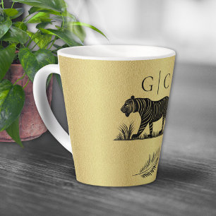 Dieses elegante Muster Gold Black Monogram Milchtasse