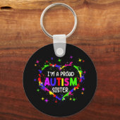 Dieses farbenfrohe Autismus Herz aus Puzzleteilen Schlüsselanhänger (Vorderseite)