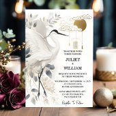 Dieses Feather Rustic Asian Sky Cloud Crane Hochze Einladung