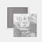 Dieses Foto wird Save the Date Schwarz-weiß gelass Magnet (Vorderseite/Rückseite)