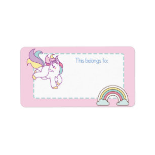 Dieses gehört Aufkleber - niedlicher Unicorn 2 Adressaufkleber