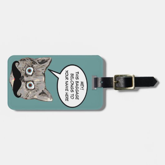 'Dieses Gepäck gehört zu' Katze Gepäckanhänger (Vorderseite horizontal)