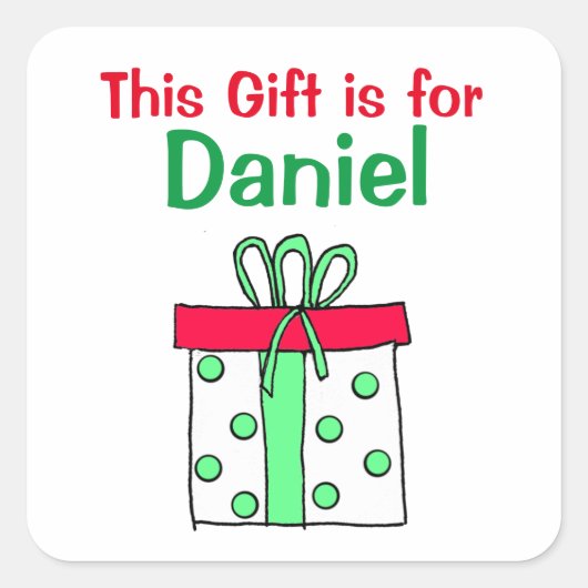 Dieses Geschenk ist für eine Personalisierte Gesch Quadratischer Aufkleber (Vorderseite)