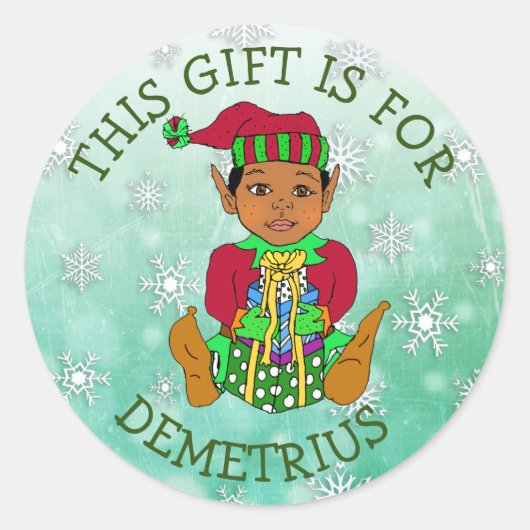 Dieses Geschenk ist für, Girl Elf mit Geschenk Runder Aufkleber (Vorderseite)