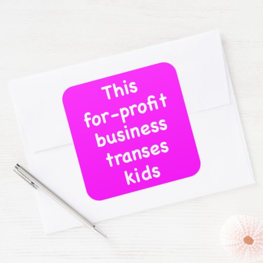 Dieses gewinnorientierte Unternehmen überträgt Kin Quadratischer Aufkleber (Umschlag)