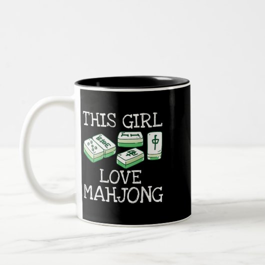 Dieses Girl Lieben Mahjong T-Shirt China Spiel Lov Zweifarbige Tasse (Links)
