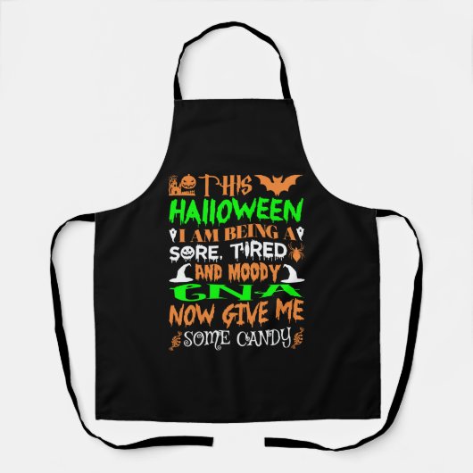Dieses Halloween müde Moody Cna Candy Schürze (Vorderseite)