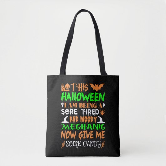 Dieses Halloween wird müde Mechanik Candy Tasche (Vorderseite)