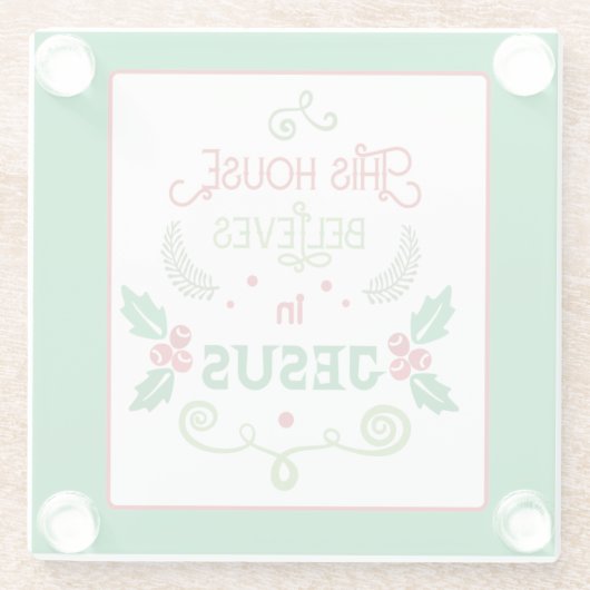 Dieses Haus glaubt an Jesus Glasuntersetzer (Rückseite)