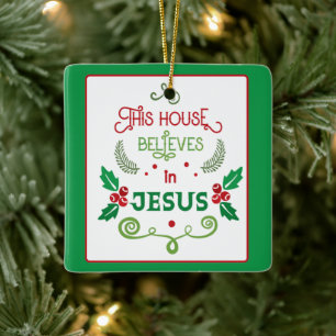 Dieses Haus glaubt an Jesus Keramikornament