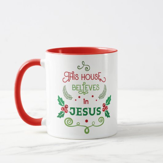 Dieses Haus glaubt an Jesus Tasse (Links)