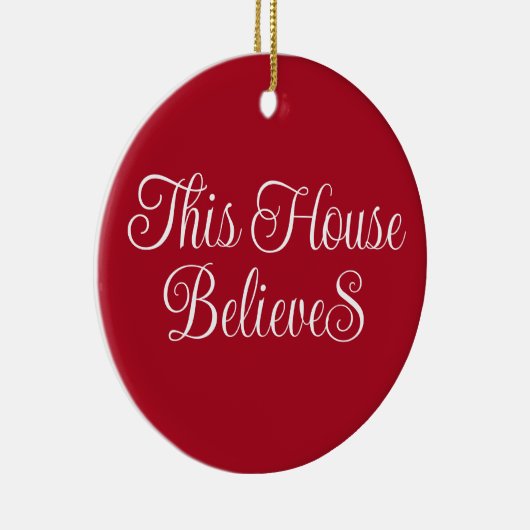 Dieses Haus glaubt, Typografie Script rot Keramik Ornament (Rechts)