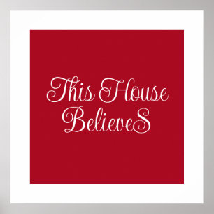 Dieses Haus glaubt, Typografie Script rot Poster